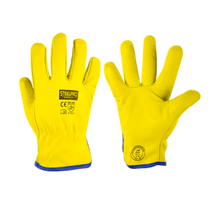 22. Guante cuero puño corto amarillo